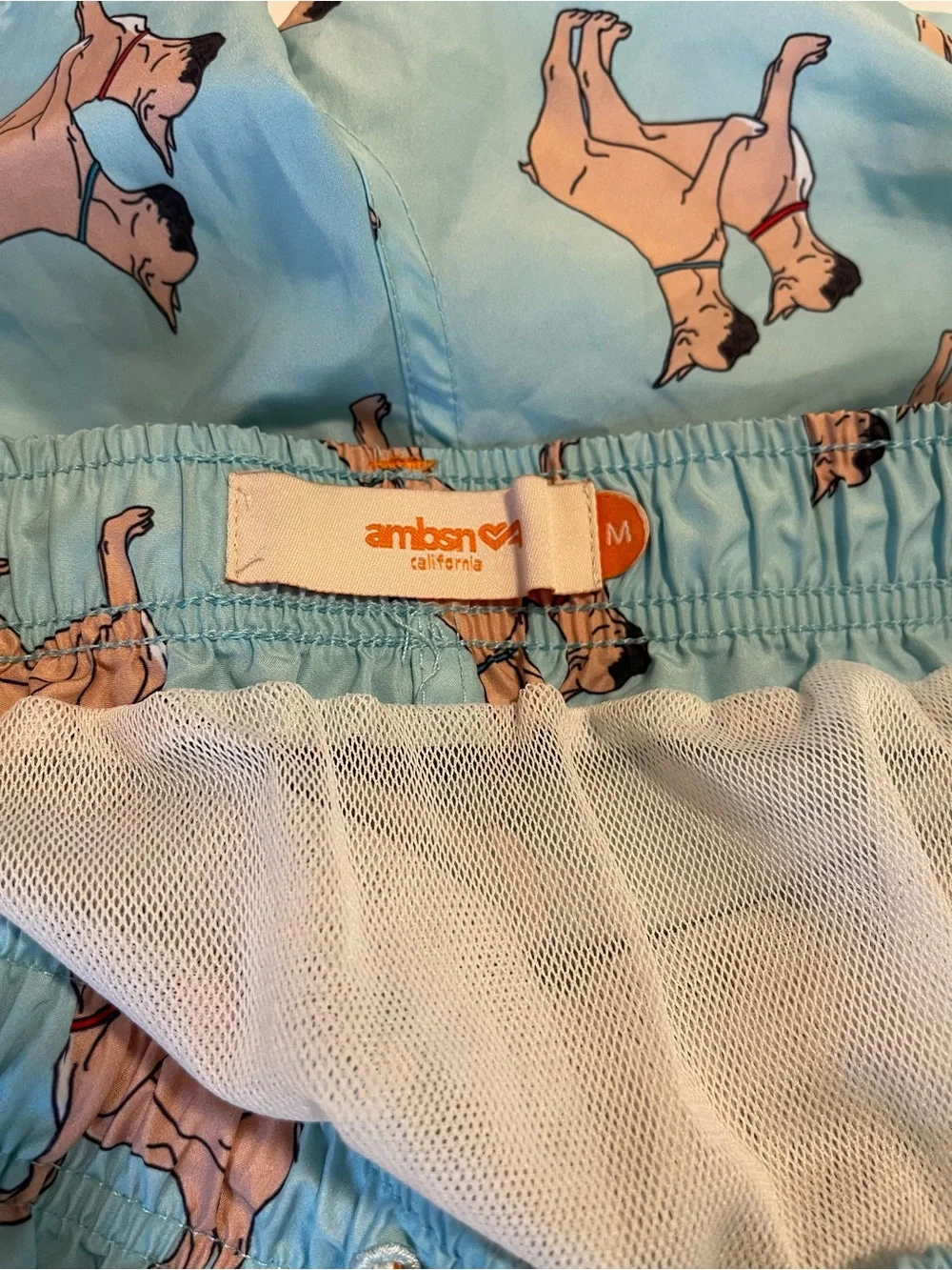 Ambsn Mens Swim Shorts Trunk Lined Medium French Bulldog Print Pockets Funny